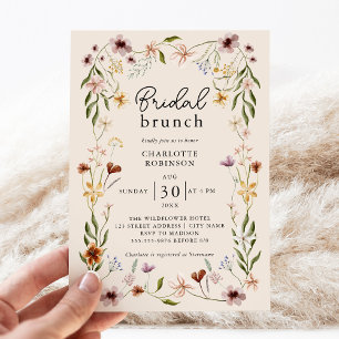 Elegant Boho Floral Wildflower Bridal Brunch Invitation