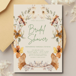Elegant Boho Floral Wildflower Bridal Shower Invitation