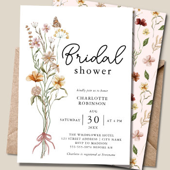 Elegant Boho Floral Wildflower Bridal Shower Invitation by clubmagique at Zazzle