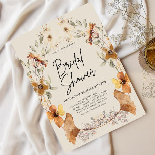 Elegant Boho Floral Wildflower Bridal Shower  Invitation