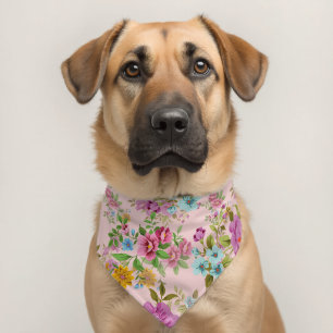 Elegant Boho Floral Wildflower Pet Bandana Collar
