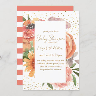 Elegant Boho Flower Baby In Bloom Baby Shower Invitation