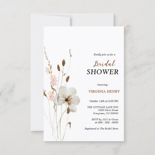 Elegant Boho Flower Brides Shower Invitation