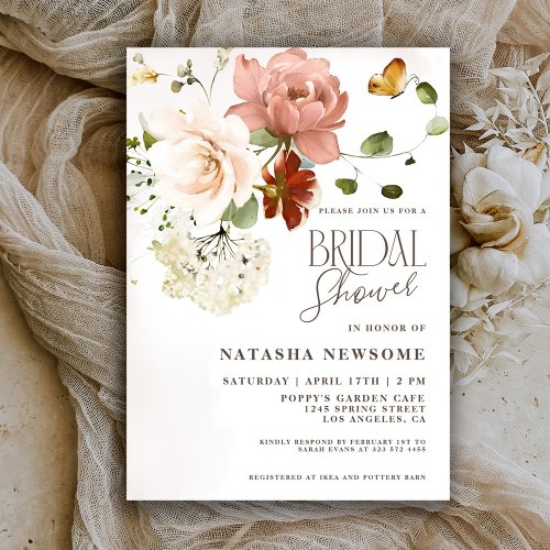 Elegant Boho Flower Garden Bridal Shower  Invitation