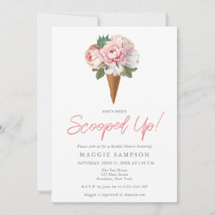 Elegant Boho Flower Ice Cream Bridal Shower Invitation