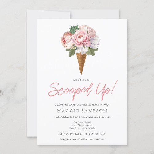 Elegant Boho Flower Ice Cream Bridal Shower  Invitation