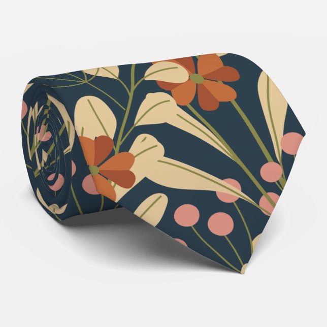 Elegant Boho Flower Neck Tie (Rolled)