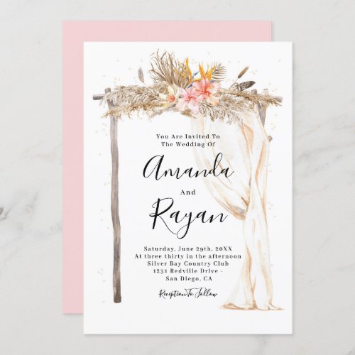 Elegant Boho Flowers Canopy Wedding Invitation