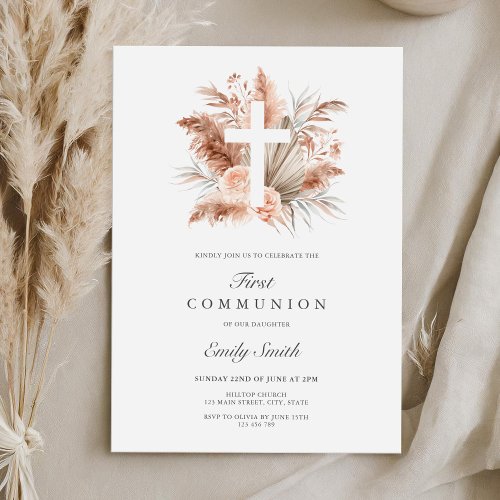 Elegant Boho Girl Floral First Communion