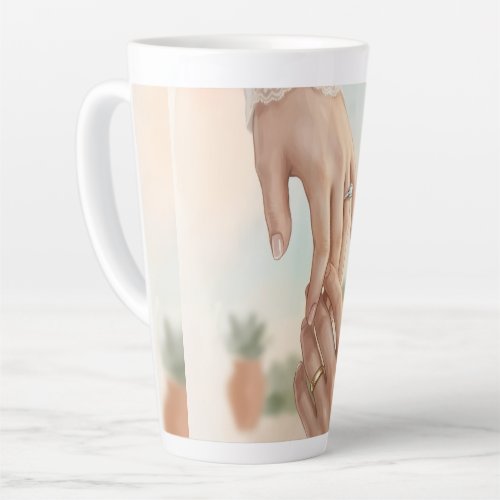 Elegant Boho Girl Latte Mug | Soft Feminine Aesthe