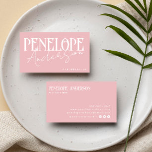 Elegant Boho Girly Pink Neutral Modern Trendy Business Card