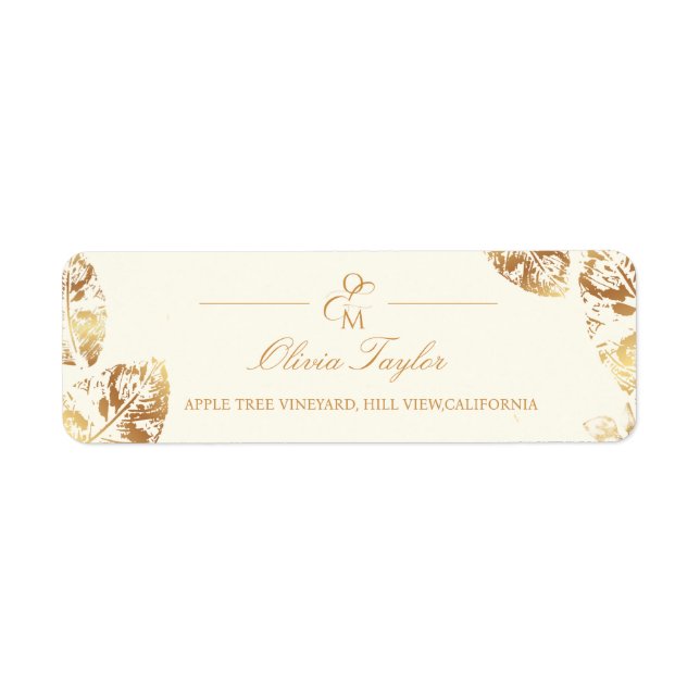 Elegant Boho | Gold Autumn Wedding Address Label (Front)