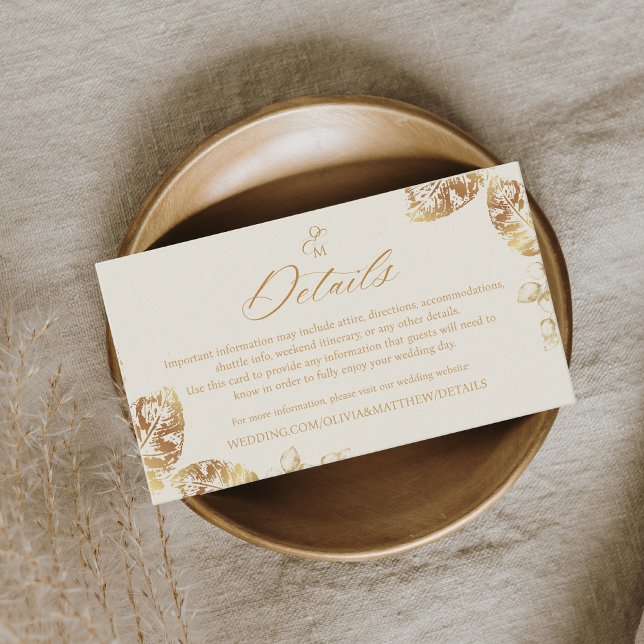 Elegant Boho | Gold Autumn Wedding Enclosure Card (Creator Uploaded)