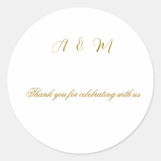 Elegant Boho Gold Faux Metallic Wedding Favor Clas Classic Round Sticker