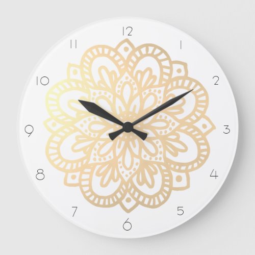 Elegant Boho Gold Mandala Wall Clock