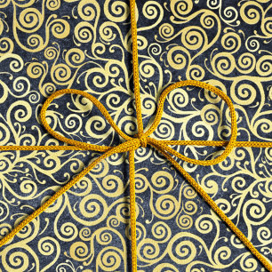Elegant Boho Golden Flourish Vintage Navy Blue Tissue Paper
