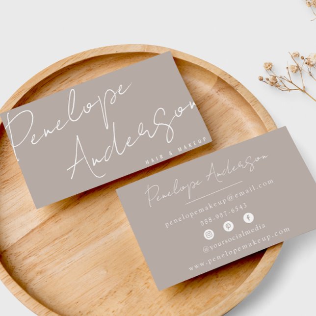 Elegant Boho Gray Neutral Chic Minimalist Modern Business Card (Creator Uploaded)