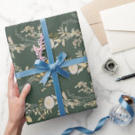 Elegant Boho Green Gold Floral Gift Wrapping Paper<br><div class="desc">This elegant wrapping paper features gold ivory vintage florals. Perfect for the holiday season,  birthdays or any event!</div>