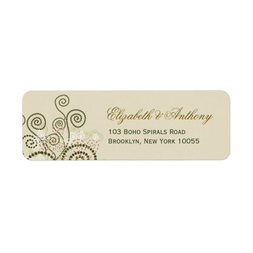Elegant Boho Green Spirals Wedding Address Labels