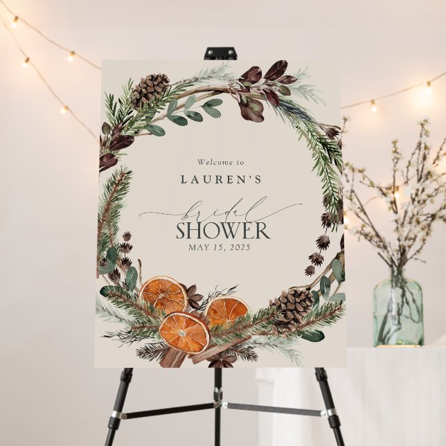 Elegant Boho Greenery Citrus Fall Bridal Shower Foam Board (In Situ (Stand))