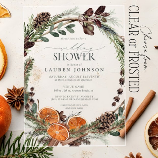 Elegant Boho Greenery Citrus Fall Wedding Shower Acrylic Invitations (Creator Uploaded)