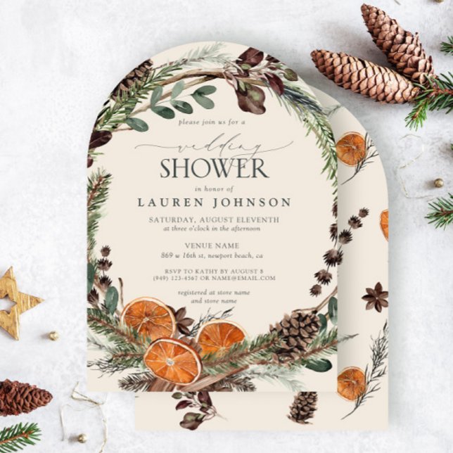 Elegant Boho Greenery Citrus Fall Wedding Shower Invitation (Creator Uploaded)