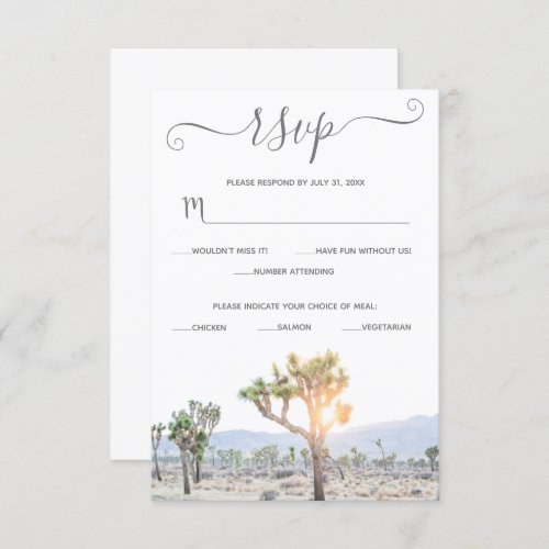 Elegant Boho  Greenery Custom Joshua Tree Wedding RSVP Card