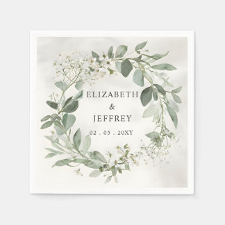 Elegant Boho Greenery Eucalyptus Wedding Napkins