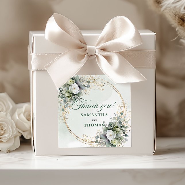 Elegant Boho Greenery Favor Box Gold Stickers (Elegant Boho Greenery Favor Box Gold Stickers)