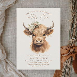 Elegant Boho Highland Cow Bridal Shower Invitation
