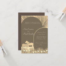 elegant boho horses love wedding invitation