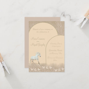 elegant boho horses wedding invitation