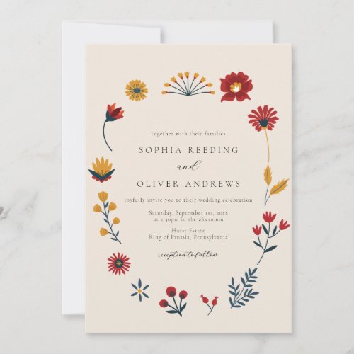 Elegant Boho Hygge Floral Photo Wedding Invitation