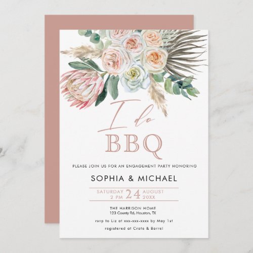Elegant Boho I do BBQ Engagement Party  Invitation