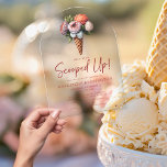 Elegant Boho Ice Cream Bridal Shower Acrylic Invitations<br><div class="desc">Rustic Elegant Boho Ice Cream Bridal Shower Acrylic Bridal Shower Invitation featuring our chic handwritten typography and your custom details around a stunning watercolor floral ice cream waffle cone with peonies, succulents, and desert flowers! A stunning arch shaped acrylic invitation - perfect for your elegant or vintage affair. Please contact...</div>