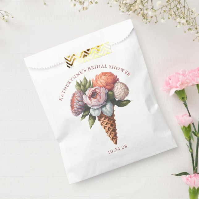Elegant Boho Ice Cream Bridal Shower Favor Bag (Sealed)