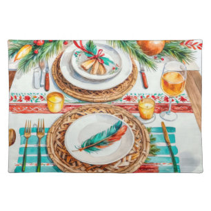 Elegant Boho-Inspired Christmas Dining Décor Cloth Placemat