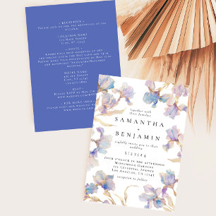 Elegant Boho Iris All In One Wedding Invitation