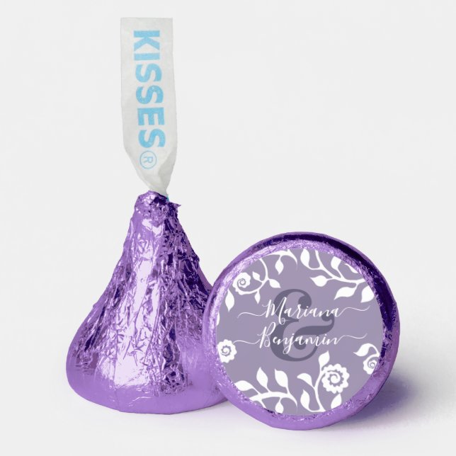  Elegant Boho Lavender Floral Personalized Wedding Hershey®'s Kisses® (Front)