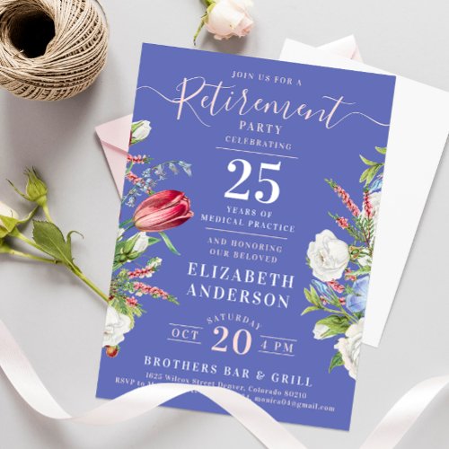 Elegant Boho Lavender Floral Retirement Party Invitation
