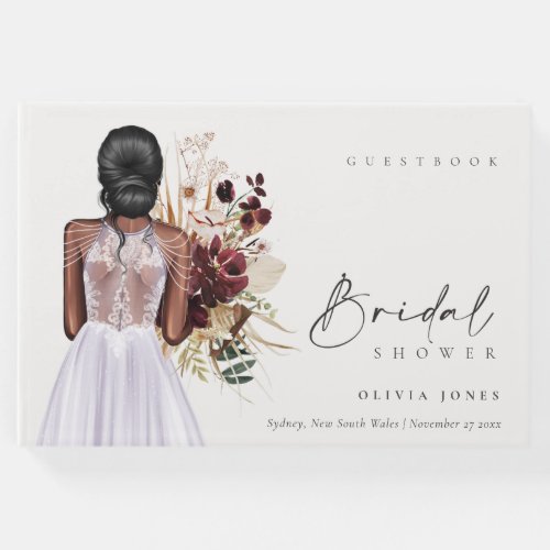 Elegant Boho Lilac Wedding Gown Bridal Shower Guest Book