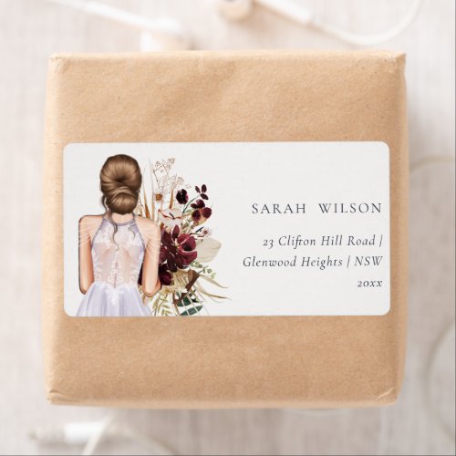 Elegant Boho Lilac Wedding Gown Bride Address Label