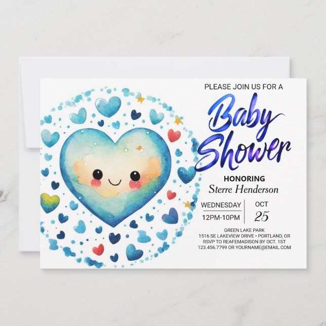 Elegant Boho Little Cutie Pastel Boy Baby Shower Invitation (Front)