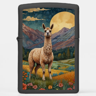 Elegant boho llama alpaca vintage landscape zippo lighter