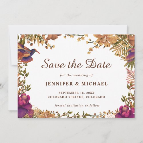 Elegant Boho Luxe Botanical Floral Wedding Save The Date