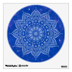 Elegant Boho Mandala Blue and White Galaxy Nebula Wall Decal