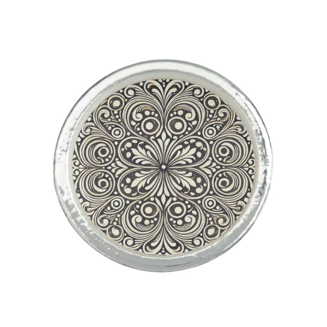 Elegant Boho Mandala Design Ring (Front)