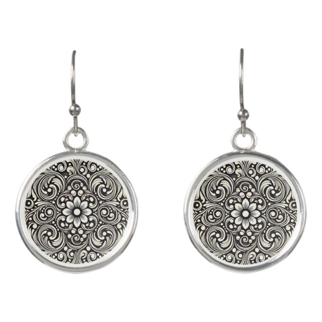 Elegant Boho Mandala Drop Earring Design Earrings (Front)