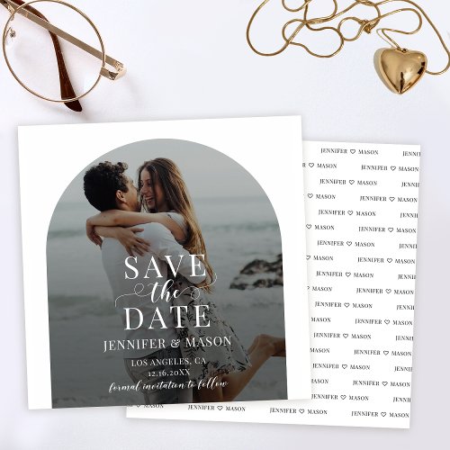 Elegant boho modern photo Save the date invitation