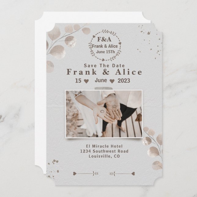 Elegant Boho Modern Save the date  (Front/Back)